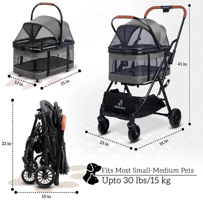 Pet Stroller with Detachable Carrier