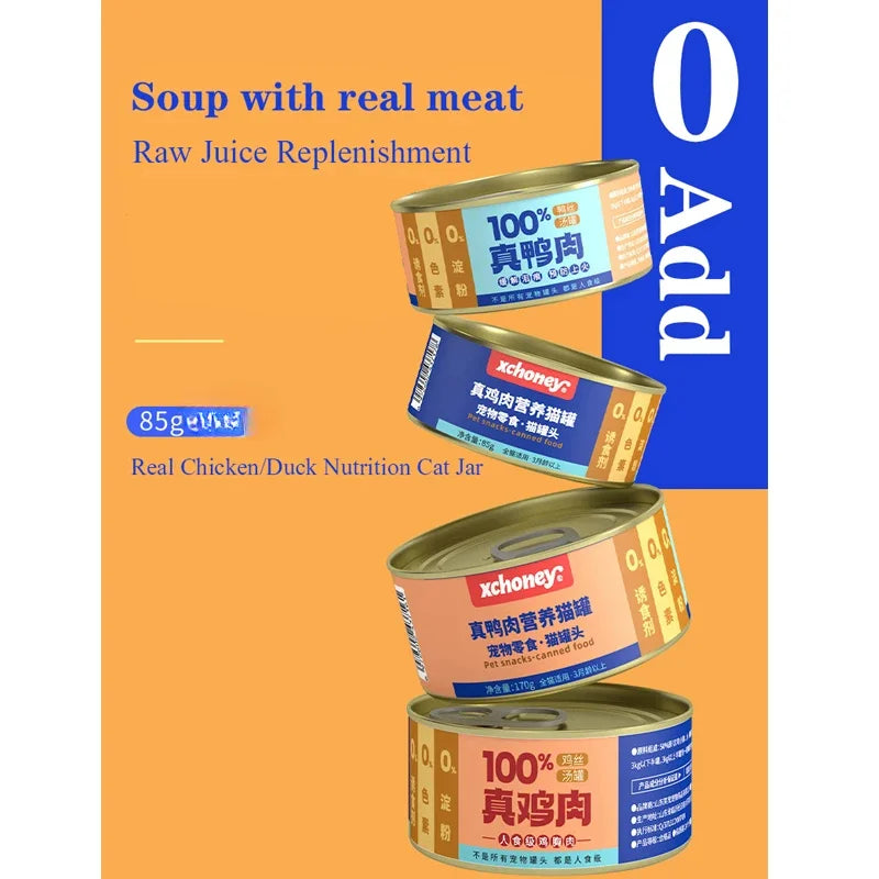 Canned cat chicken duck hydrating wet food