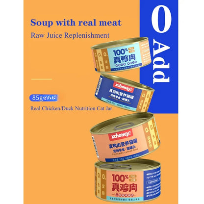 Canned cat chicken duck hydrating wet food