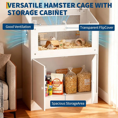 Small Animal Cage With Storage Cabinet