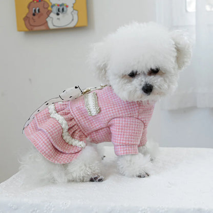 Wool Bowknot Dog Cat Dress