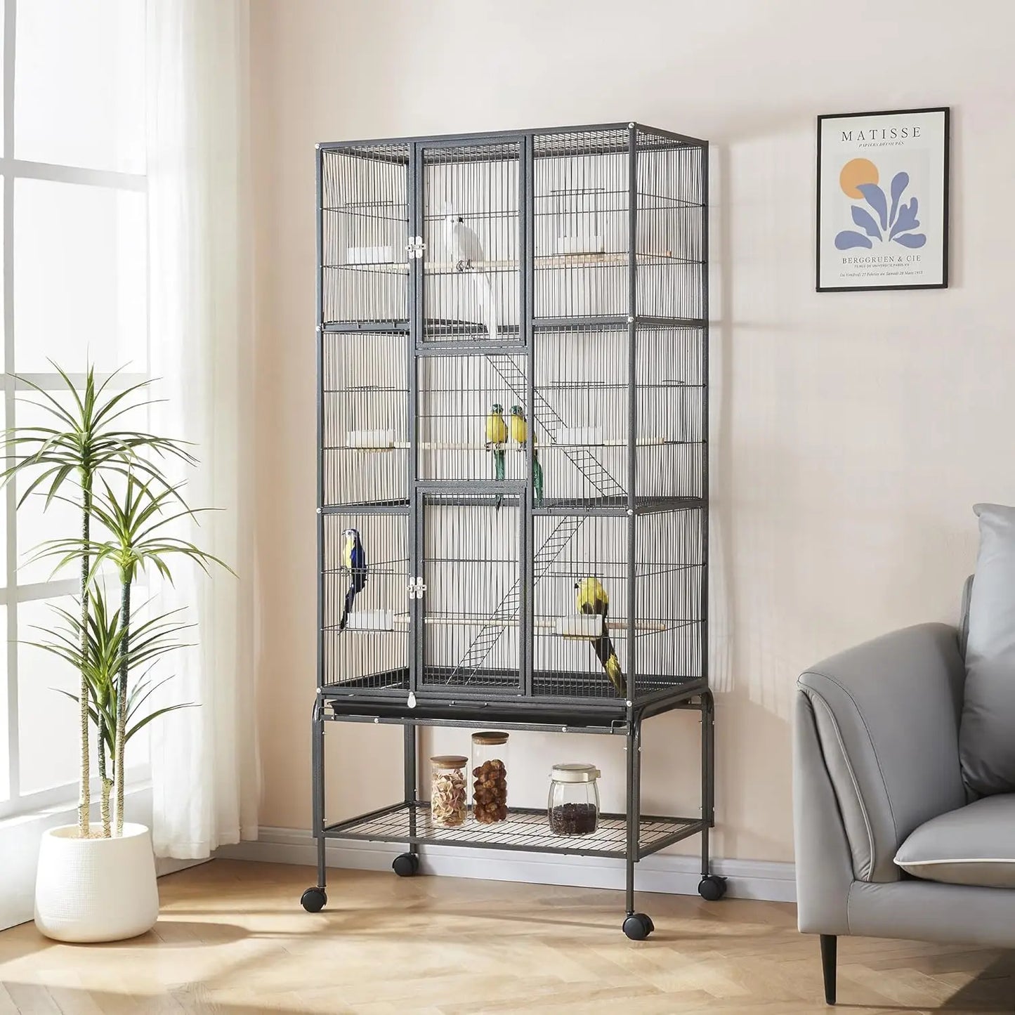 69-Inch Extra Large Rolling Bird Cage