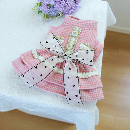Wool Bowknot Dog Cat Dress