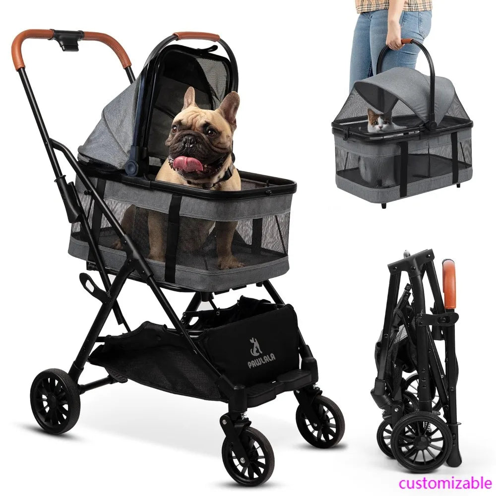 Pet Stroller with Detachable Carrier