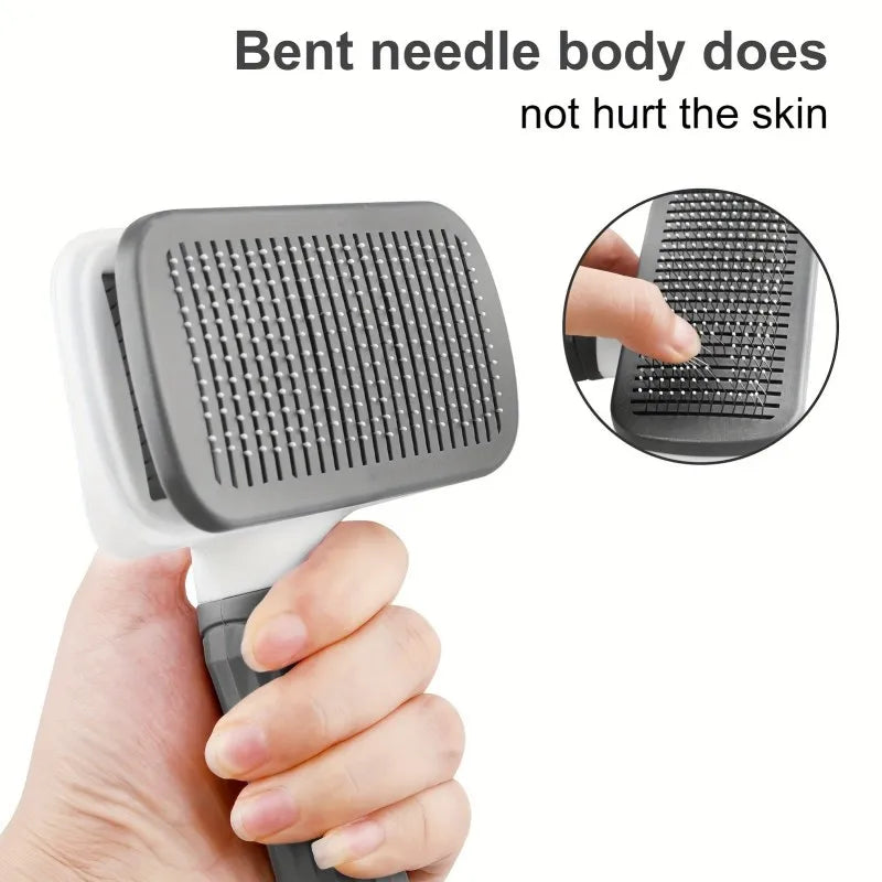 Ergonomic Handle Self Cleaning Pet Brush