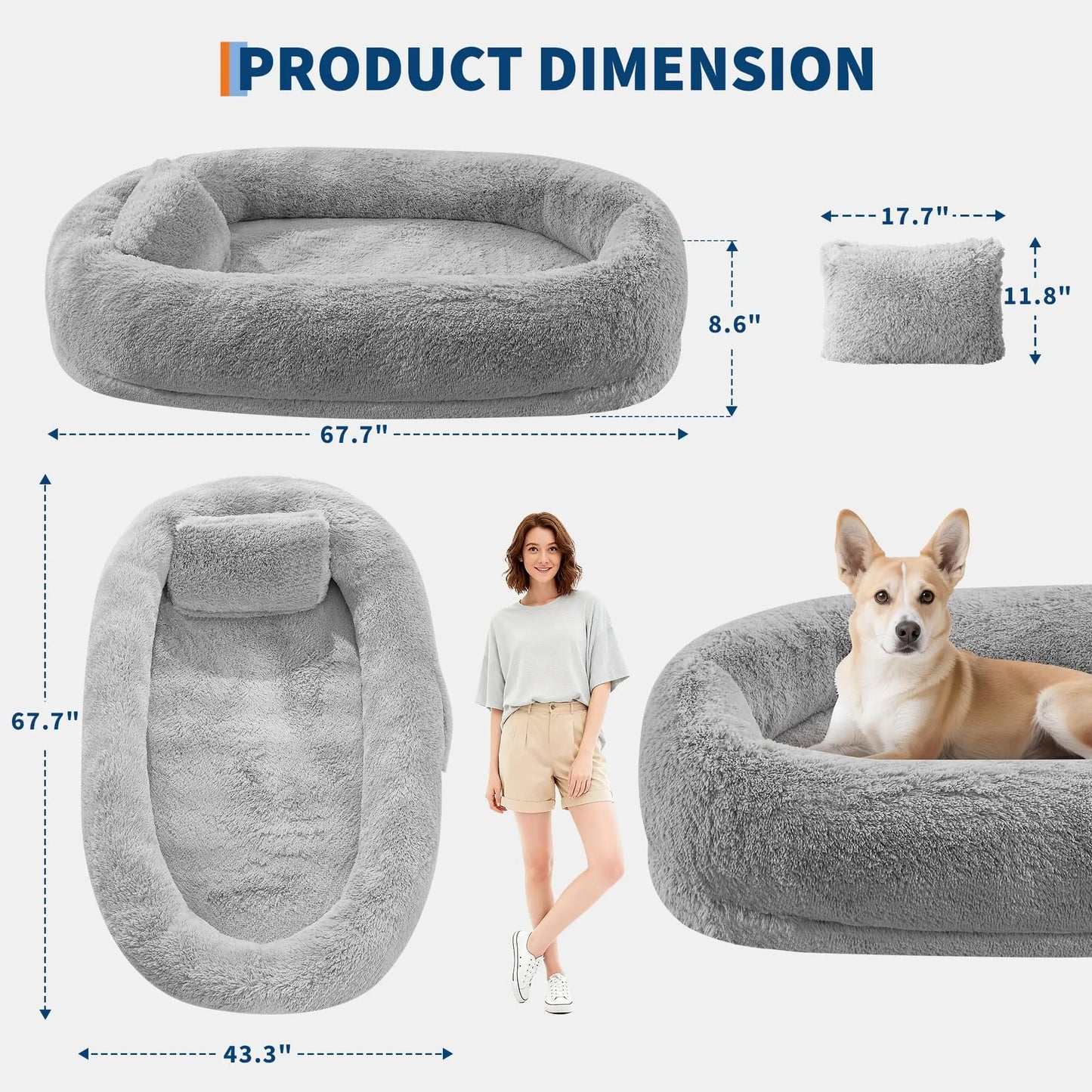 Orthopedic Faux Fur  Oversized Dog Bed