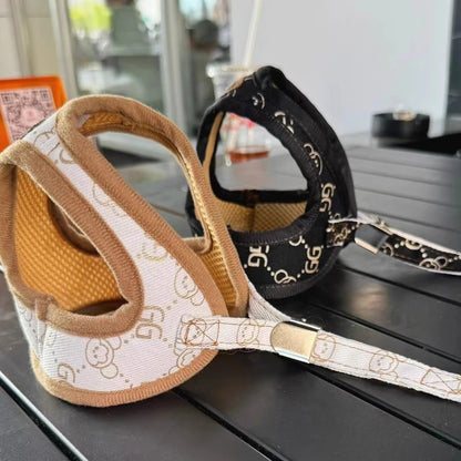 Black Khaki Dog Harness Vest And Leash Set