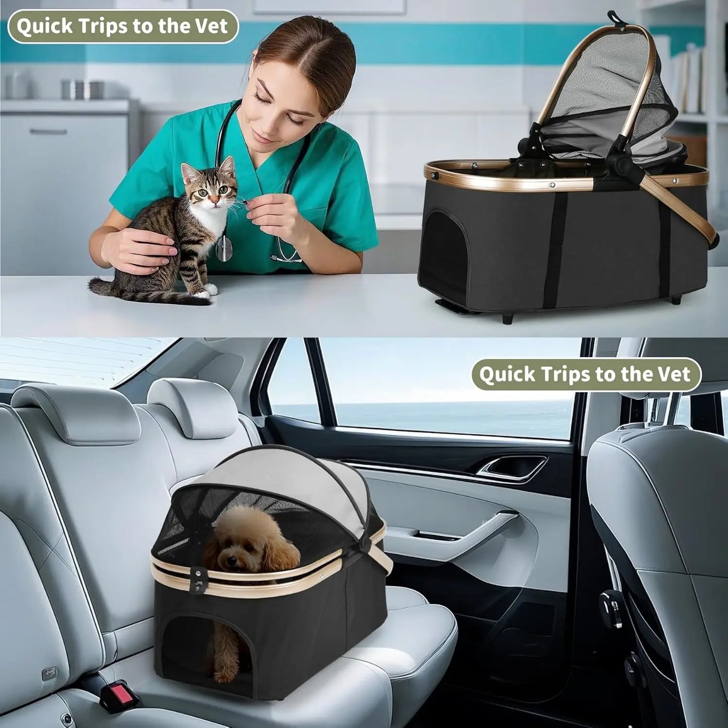 Foldable Double Pet Stroller