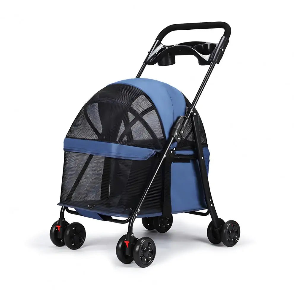 Pet Folding Stroller Cup Holder Visible Window