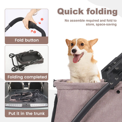 Foldable Dog Stroller Portable Dog Buggy