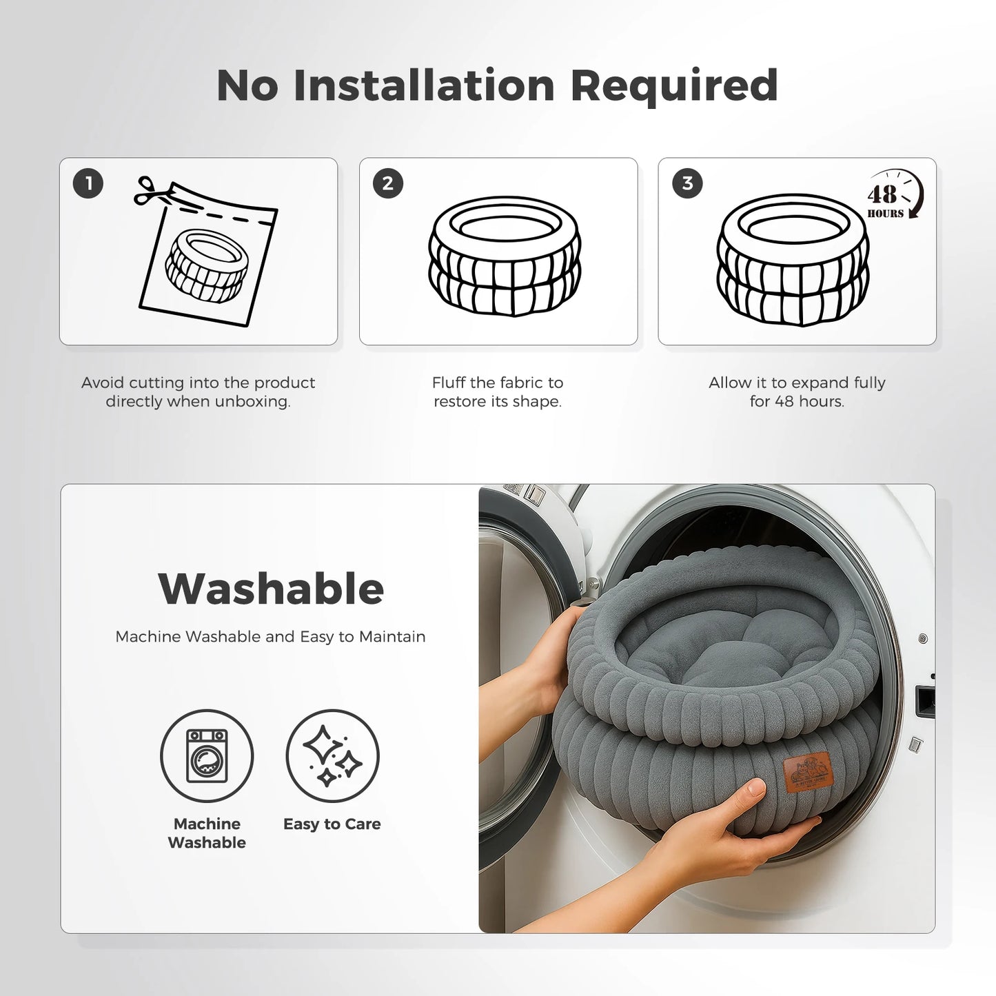 Washable Round Pet Bed