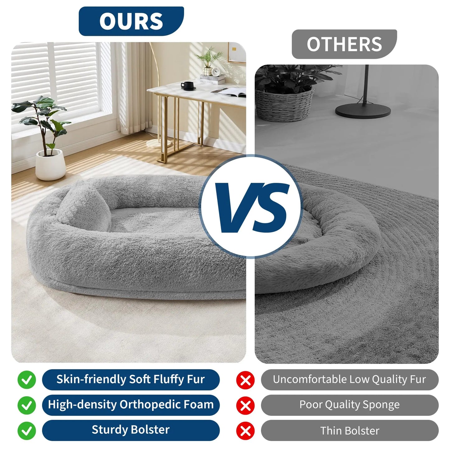 Orthopedic Faux Fur  Oversized Dog Bed