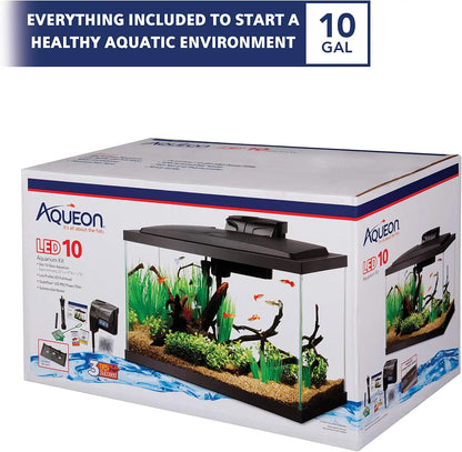 Complete 10 Gallon Aquarium Starter Kit with LED Lighting - Everything Included