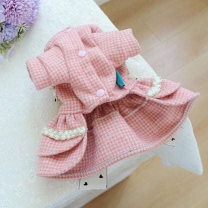 Wool Bowknot Dog Cat Dress