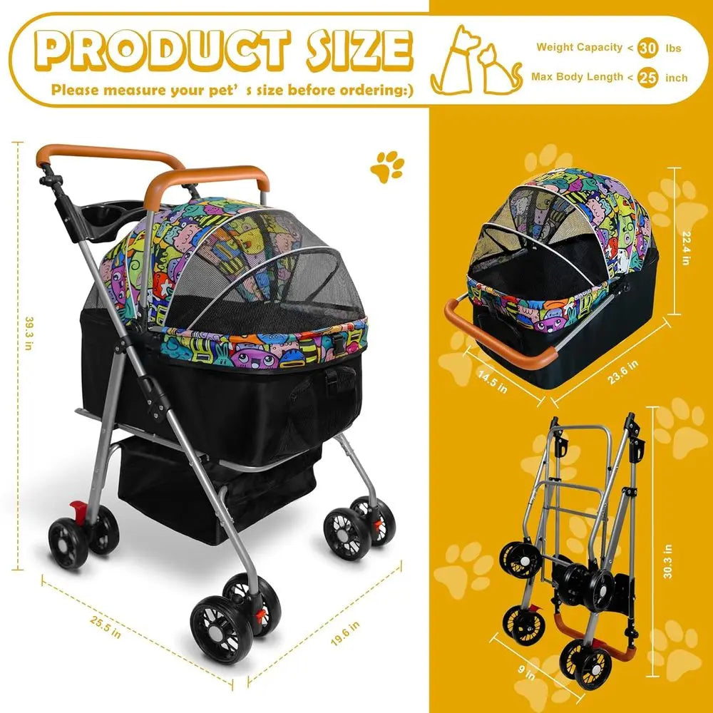 3-in-1 Foldable Pet Stroller
