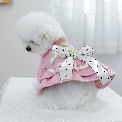 Wool Bowknot Dog Cat Dress