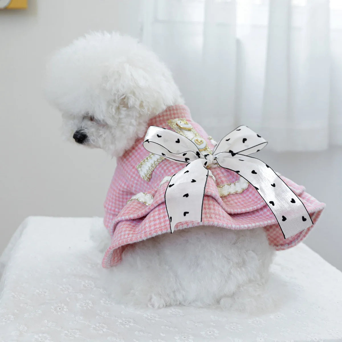 Wool Bowknot Dog Cat Dress