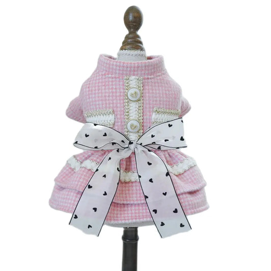 Wool Bowknot Dog Cat Dress