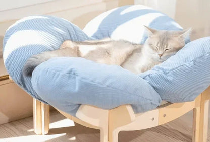 Soft Cushion  Wooden High Leg Cat Bed