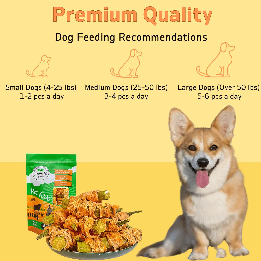 Chicken Wrapped Okra, All Natural Ingredients For Dog Treats