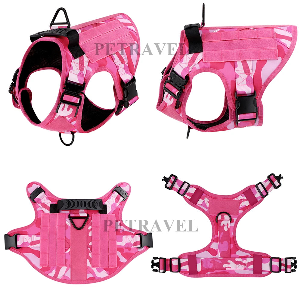 Military Pink Camouflage Dog Harness
