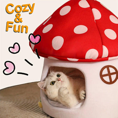 Mushroom-Shaped Cat Cave Bed