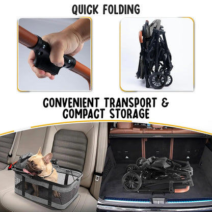 Pet Stroller with Detachable Carrier