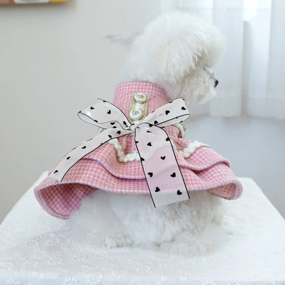Wool Bowknot Dog Cat Dress