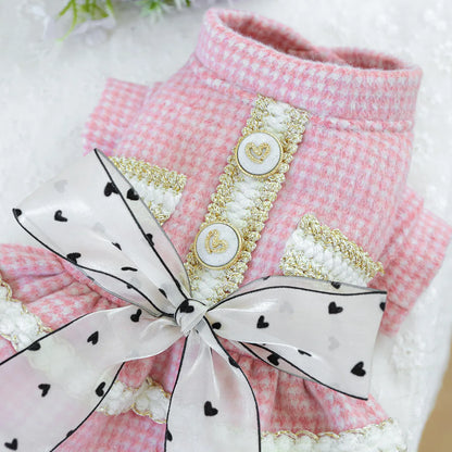 Wool Bowknot Dog Cat Dress