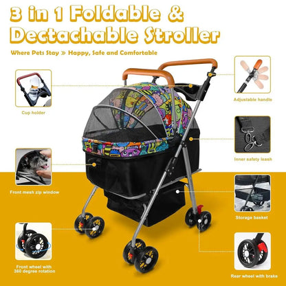 3-in-1 Foldable Pet Stroller