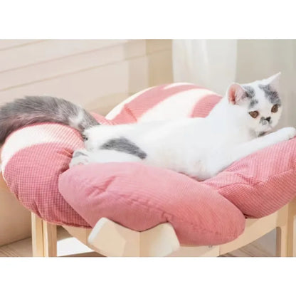 Soft Cushion  Wooden High Leg Cat Bed