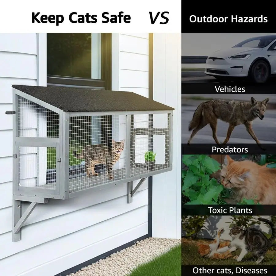 Cat Catio, Window Box Enclosure for Indoor Cats