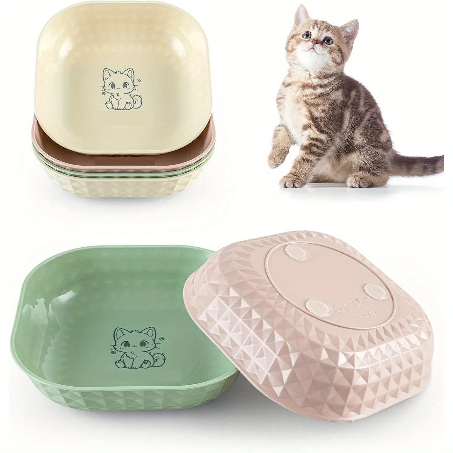 6pcs Non-Slip Cat Bowls Set