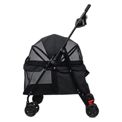 Pet Folding Stroller Cup Holder Visible Window