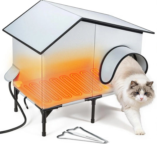 Heated Waterproof Cat House with Insulation