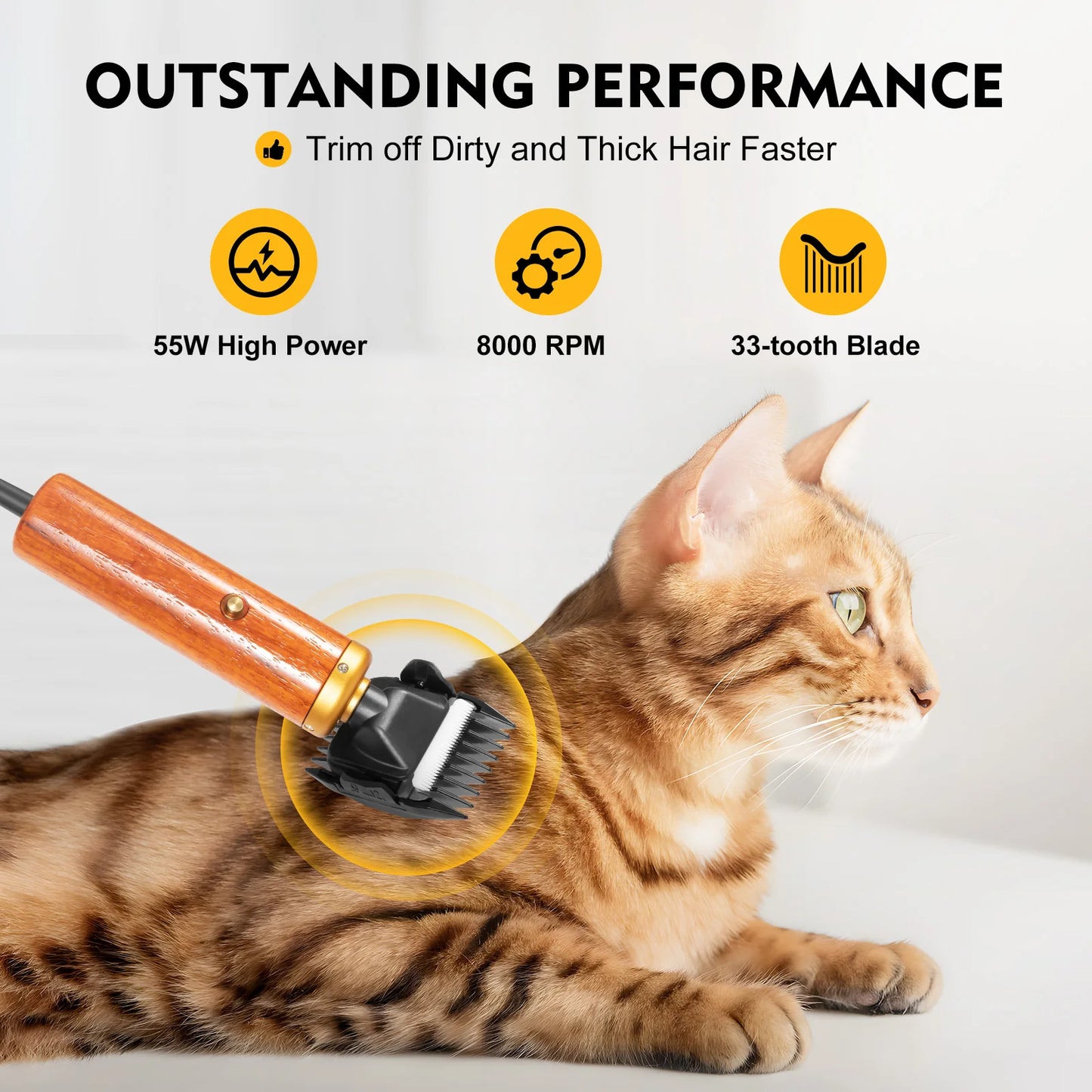 55W 8000rpm Professional Pet Clipper