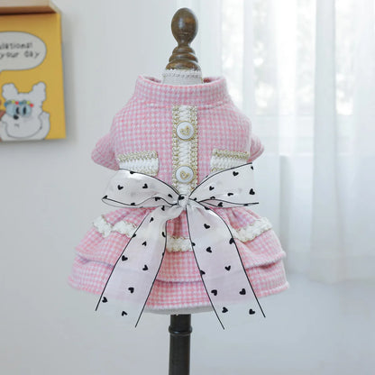 Wool Bowknot Dog Cat Dress