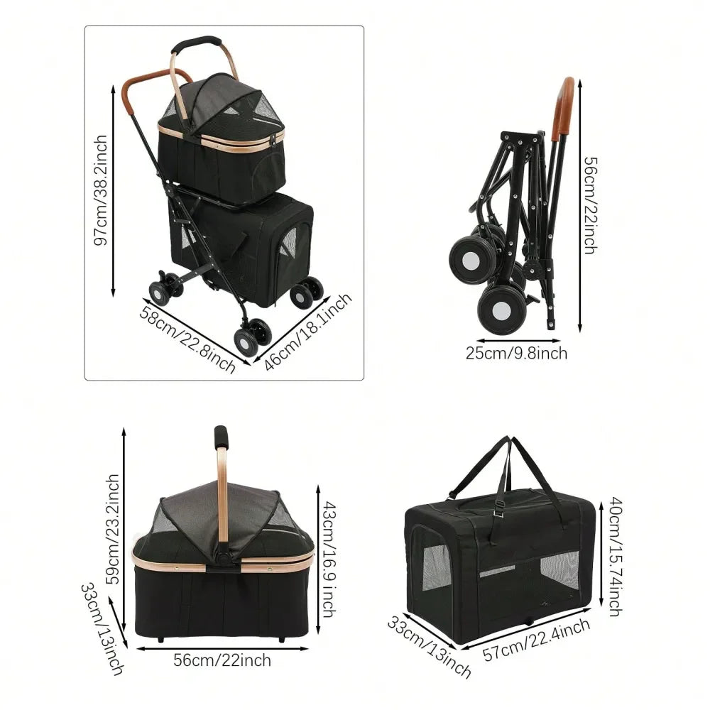 Pet Travel Carrier Strolling Cart