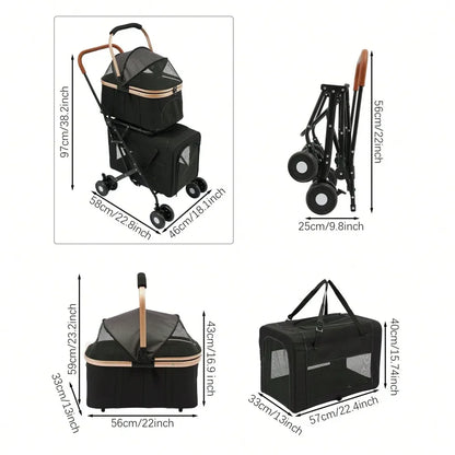 Pet Travel Carrier Strolling Cart