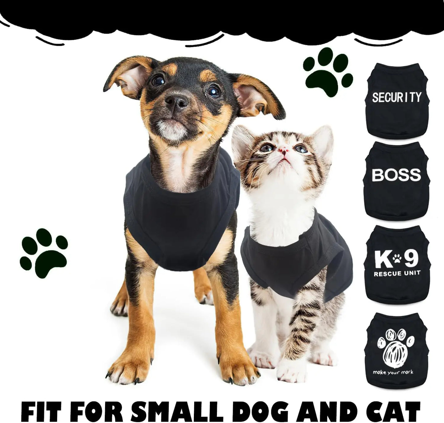 4-Piece Small Dog Clothes Set for Summer and Spring, Soft Pet Shirts in XXS Black