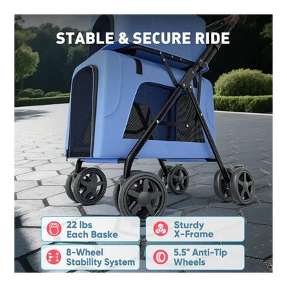 Foldable Double Pet Stroller