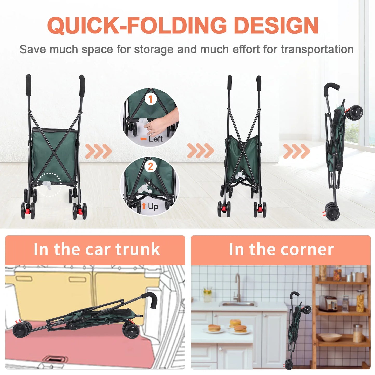 4 Wheels Dog Stroller