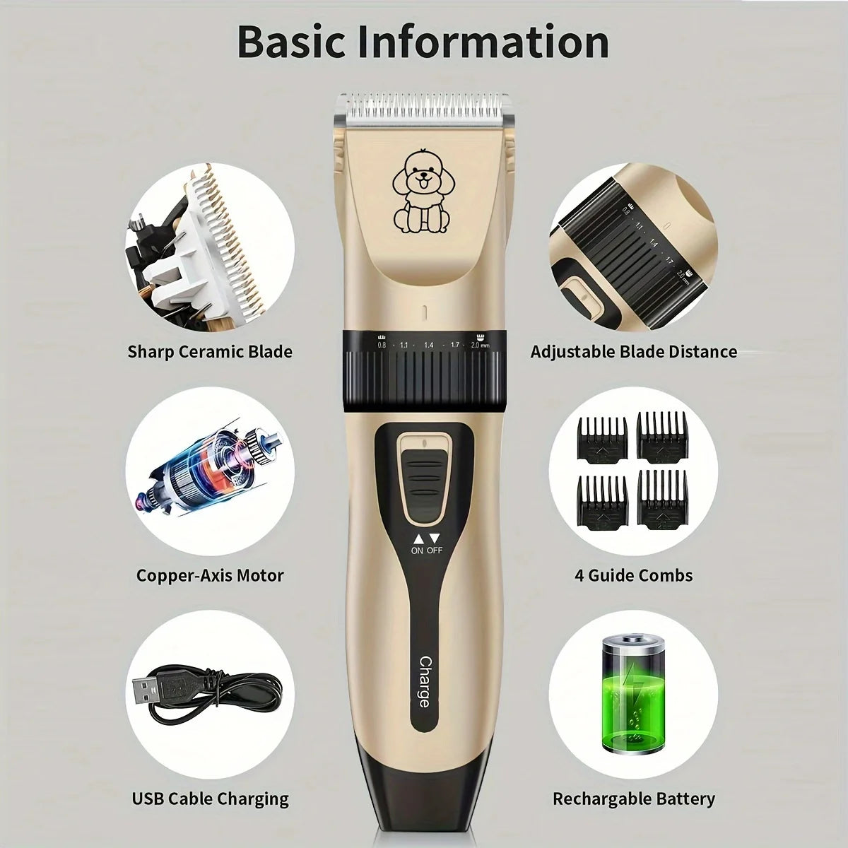 Professional USB Rechargeable Pet Grooming Tool Set