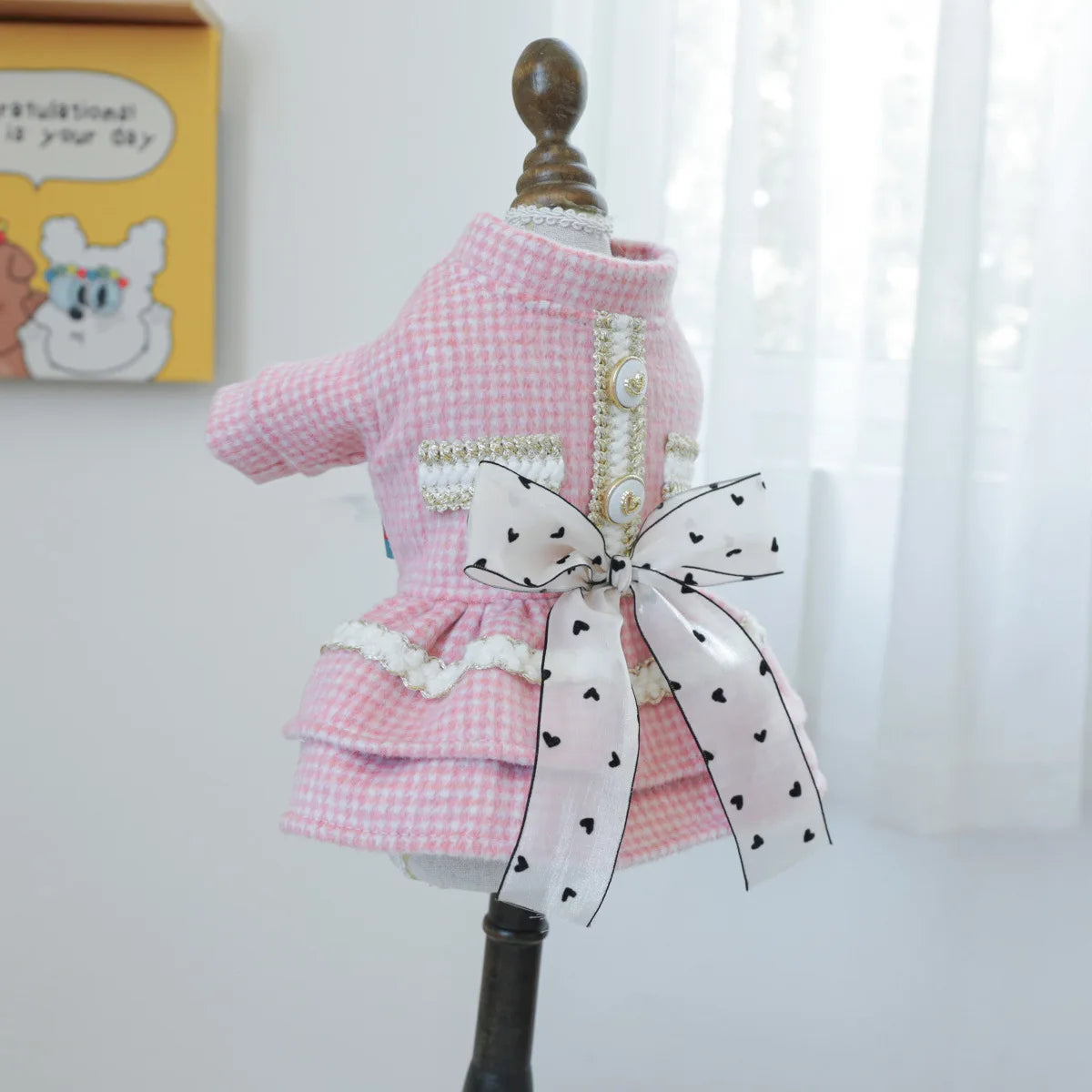 Wool Bowknot Dog Cat Dress