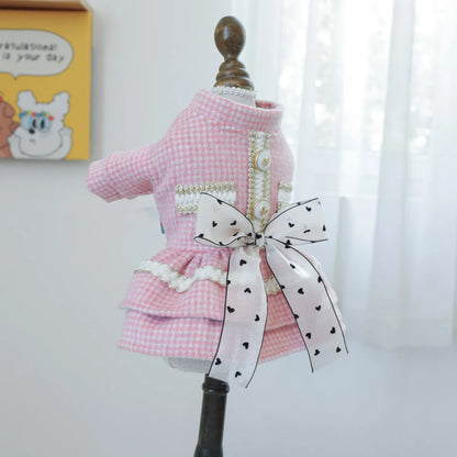 Wool Bowknot Dog Cat Dress