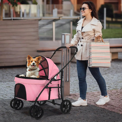 4-Wheel Folding Pet Stroller
