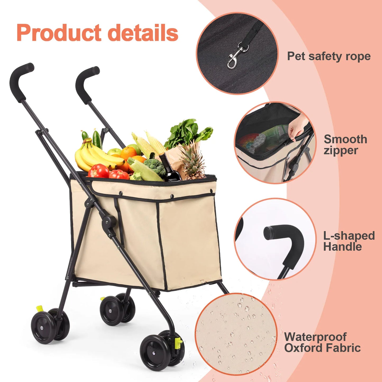 4 Wheels Dog Stroller