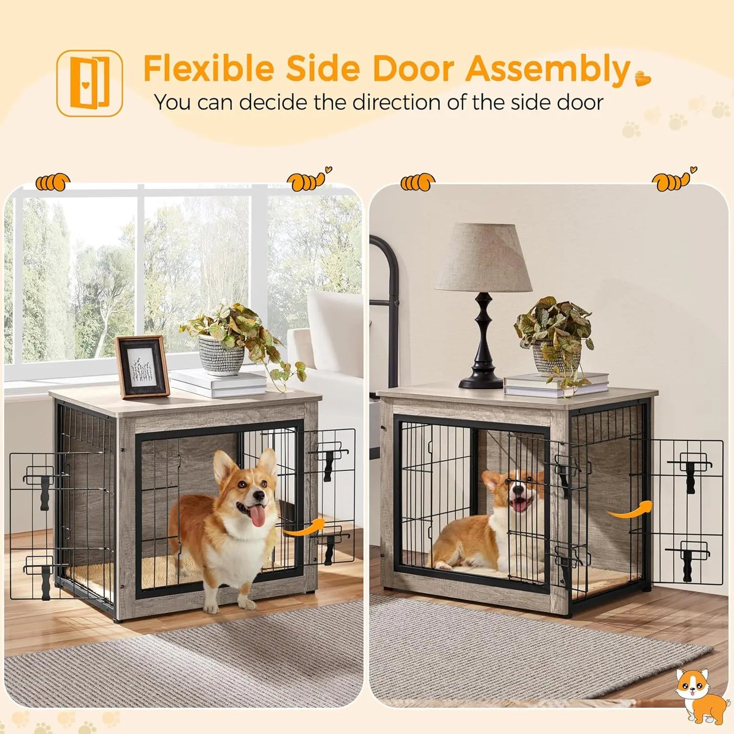 Wooden Dog Crate with Cushion