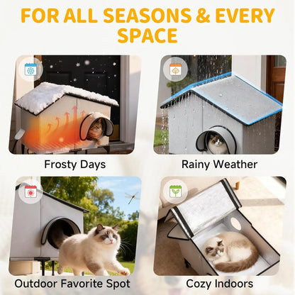 Heated Waterproof Cat House with Insulation
