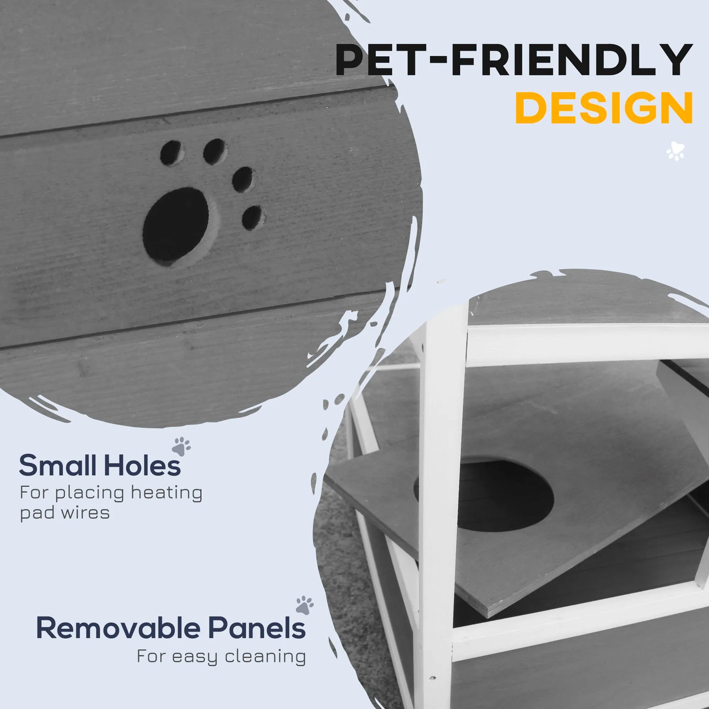 Outdoor Cat House 3 Tier PawHut Wooden Shelter with Asphalt Roof